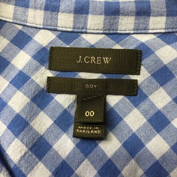 J. Crew Crinkle Gingham Boy Shirt Blue Plaid, size 00 - Picture 6 of 9